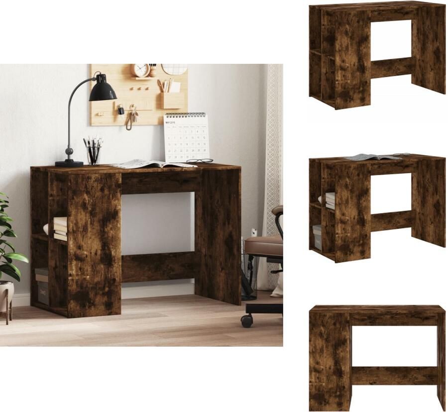VidaXL Bureau Bureaus Laptoptafel Computertafel Bureau 102x50x75 cm bewerkt hout gerookt eikenkleurig