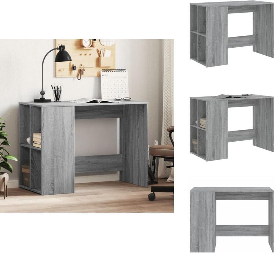 VidaXL Bureau Bureaus Laptoptafel Computertafel Bureau 102x50x75 cm bewerkt hout grijs sonoma eikenkleurig