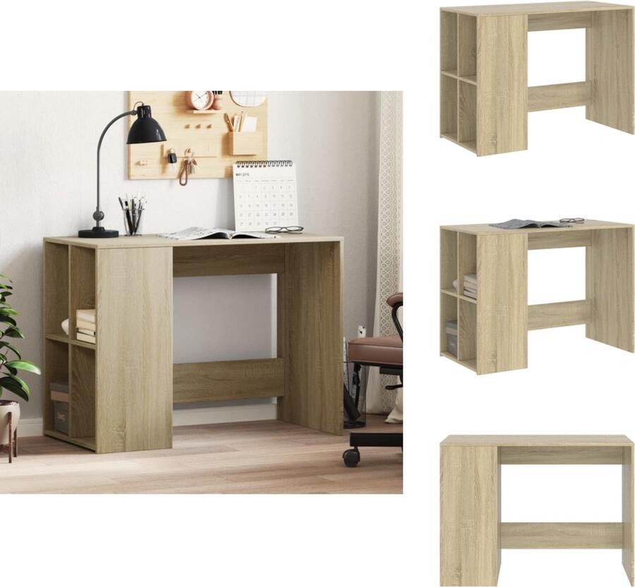 VidaXL Bureau Bureaus Laptoptafel Computertafel Bureau 102x50x75 cm bewerkt hout sonoma eikenkleurig
