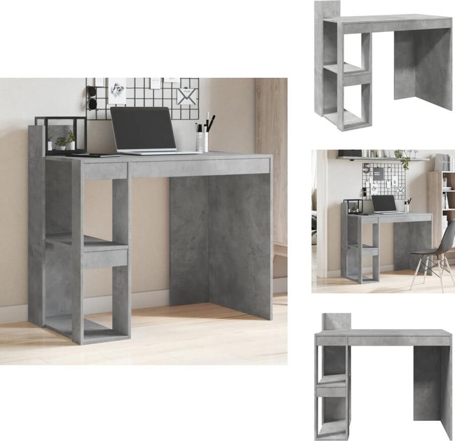 VidaXL Bureau Bureaus Laptoptafel Computertafel Bureau 103 5x56 5x94 cm bewerkt hout betongrijs