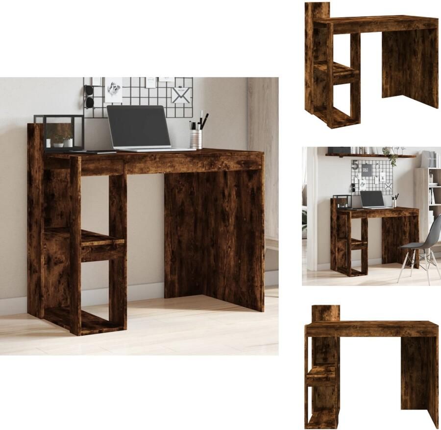 VidaXL Bureau Bureaus Laptoptafel Computertafel Bureau 103 5x56 5x94 cm bewerkt hout gerookt eikenkleurig