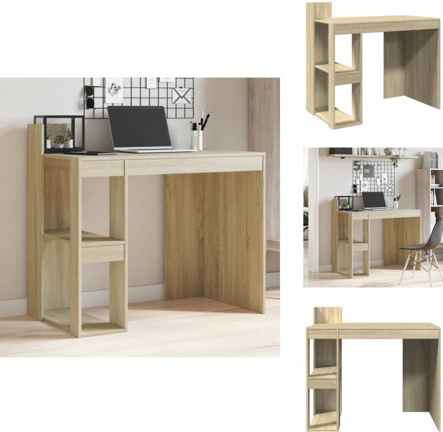 VidaXL Bureau Bureaus Laptoptafel Computertafel Bureau 103 5x56 5x94 cm bewerkt hout sonoma eikenkleurig