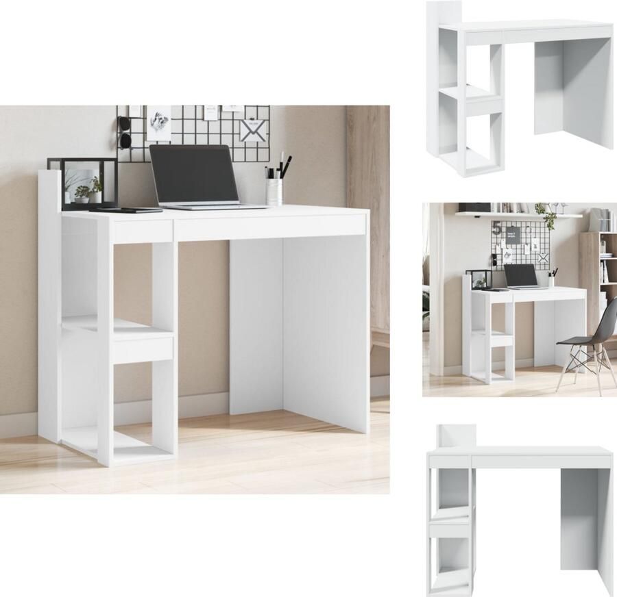 VidaXL Bureau Bureaus Laptoptafel Computertafel Bureau 103 5x56 5x94 cm bewerkt hout wit