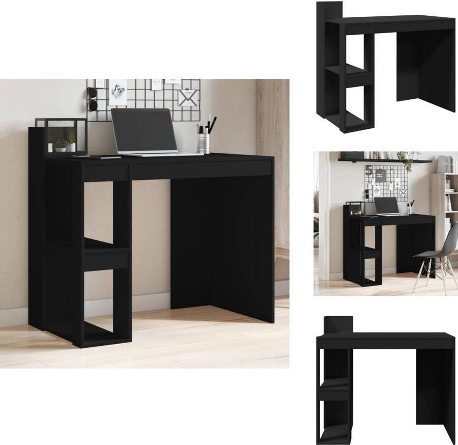 VidaXL Bureau Bureaus Laptoptafel Computertafel Bureau 103 5x56 5x94 cm bewerkt hout zwart