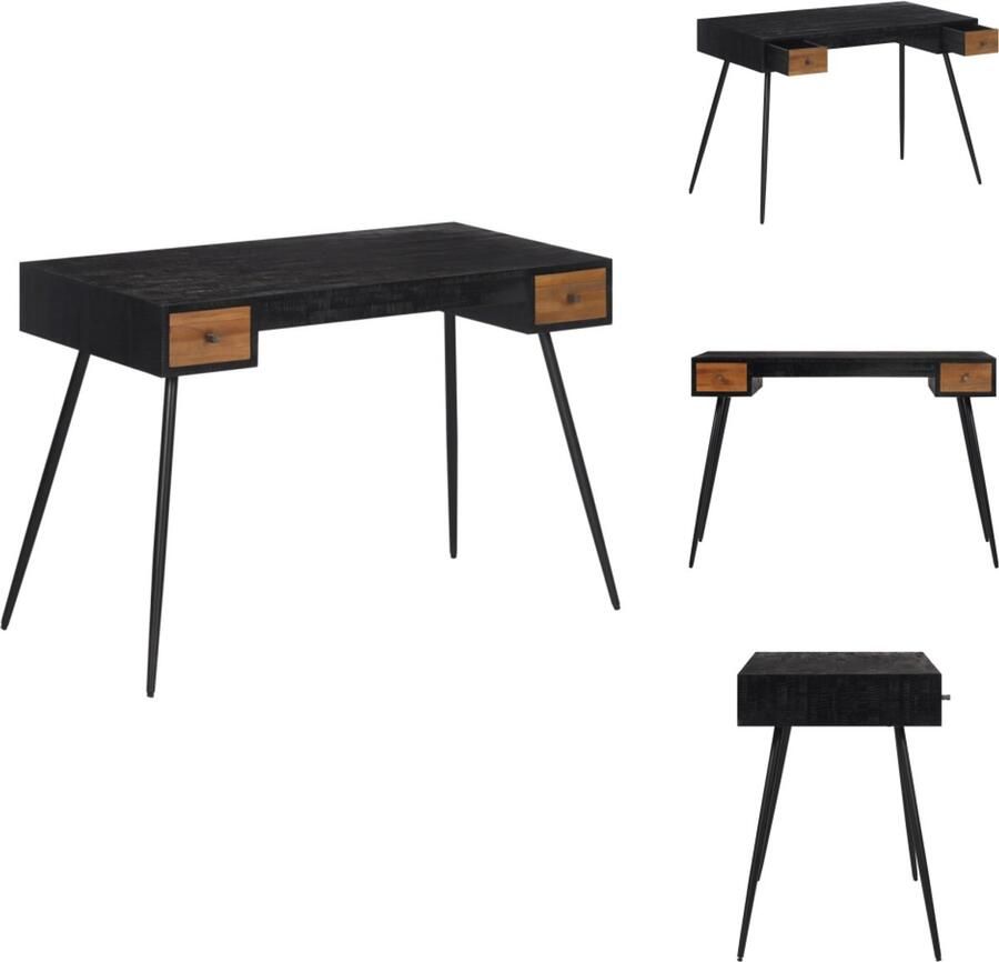 VidaXL Bureau Bureaus Laptoptafel Computertafel Bureau 117x56 5x75 cm massief gerecycled teakhout