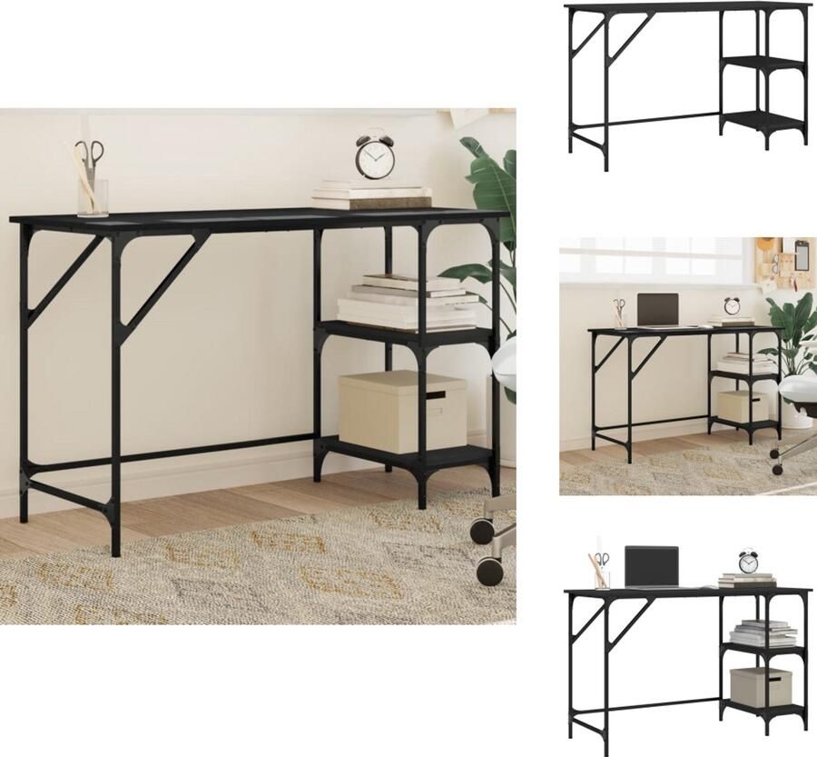 VidaXL Bureau Bureaus Laptoptafel Computertafel Bureau 120x50x75 cm metaal en bewerkt hout zwart
