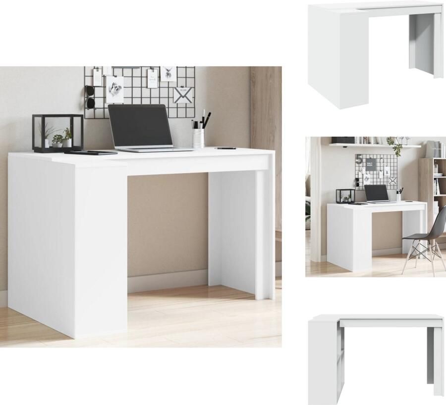 VidaXL Bureau Bureaus Laptoptafel Computertafel Bureau 123 5x73 5x75 cm bewerkt hout wit