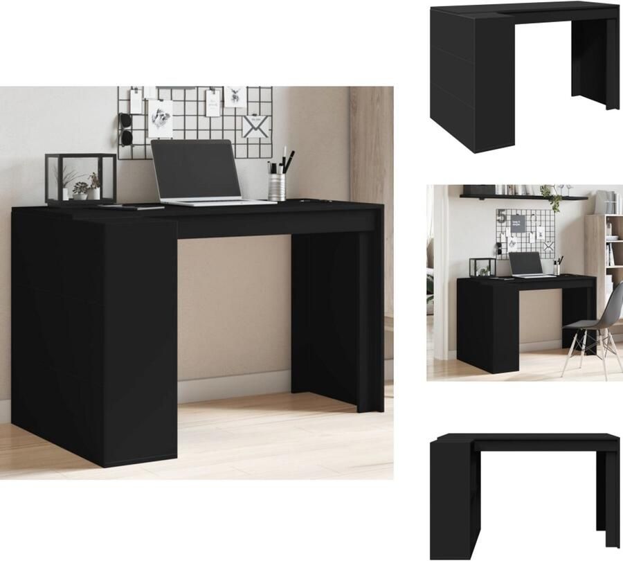 VidaXL Bureau Bureaus Laptoptafel Computertafel Bureau 123 5x73 5x75 cm bewerkt hout zwart