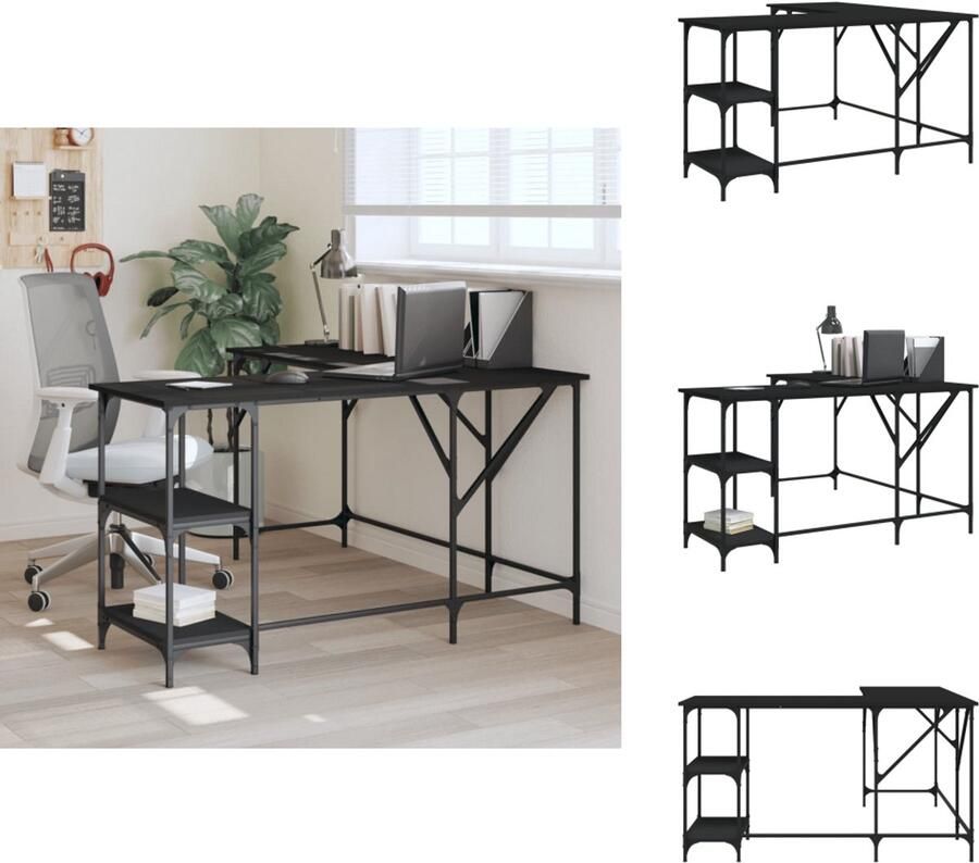 VidaXL Bureau Bureaus Laptoptafel Computertafel Bureau 139x139x75 cm bewerkt hout zwart