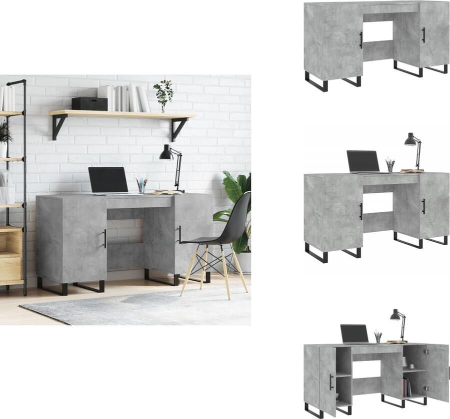VidaXL Bureau Bureaus Laptoptafel Computertafel Bureau 140x50x75 cm bewerkt hout betongrijs