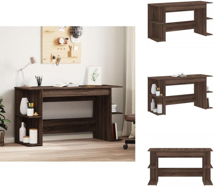 VidaXL Bureau 140x50x75 cm Bruin Eikenhout Computerbureau Bureau Houten Bureau Kantoorboekje Werkplek