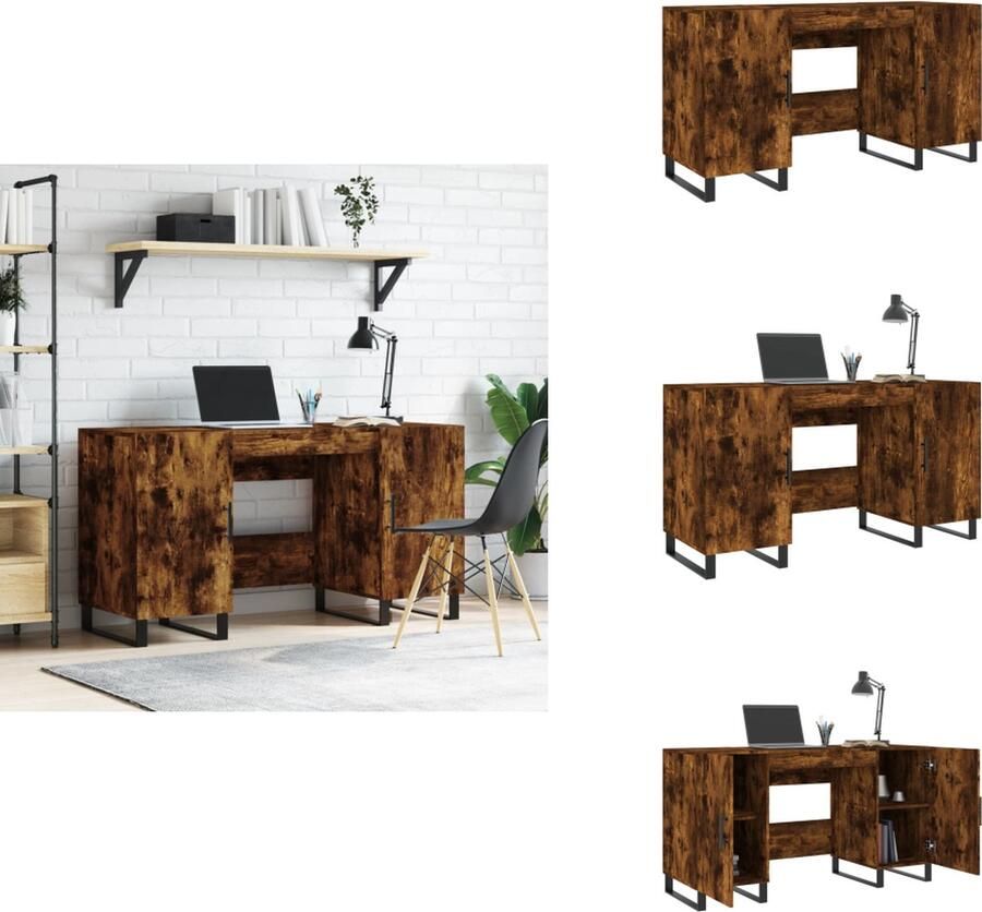 VidaXL Bureau Bureaus Laptoptafel Computertafel Bureau 140x50x75 cm bewerkt hout gerookt eikenkleurig