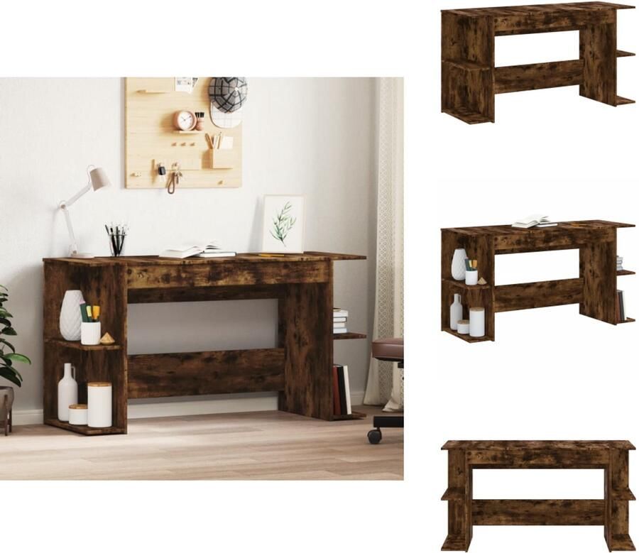 VidaXL Bureau Bureaus Laptoptafel Computertafel Bureau 140x50x75 cm bewerkt hout gerookt eikenkleurig