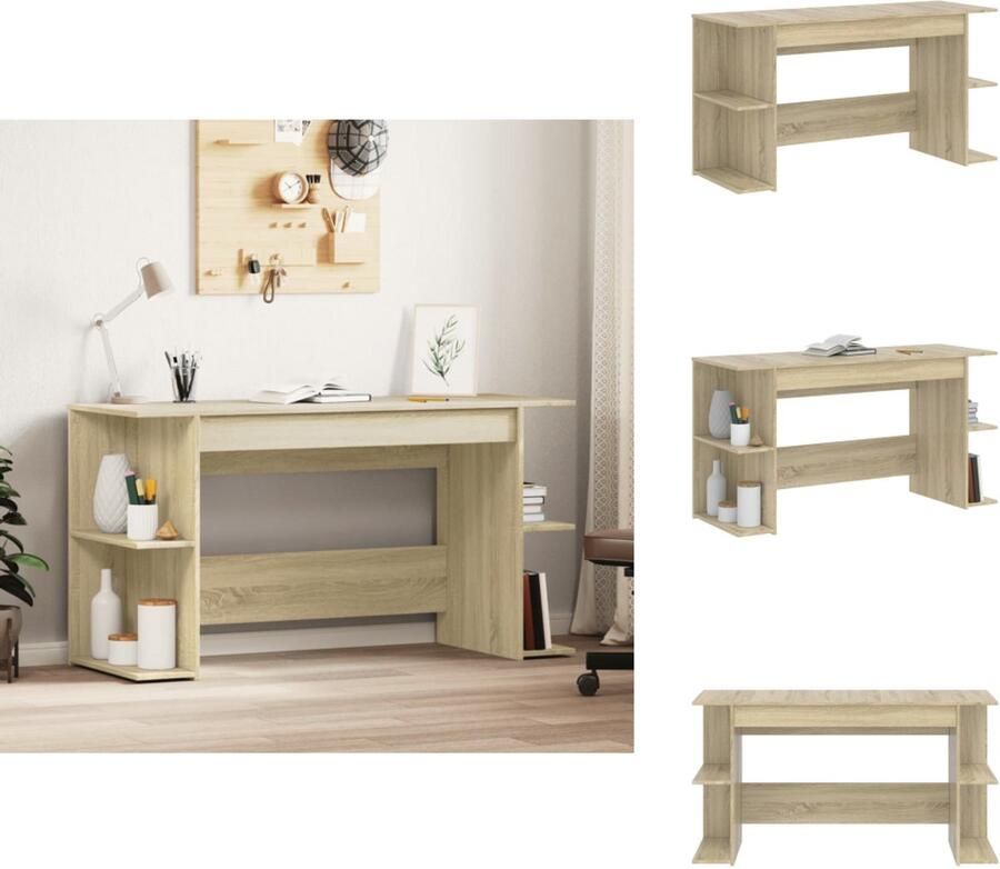 VidaXL Bureau Bureaus Laptoptafel Computertafel Bureau 140x50x75 cm bewerkt hout sonoma eikenkleurig