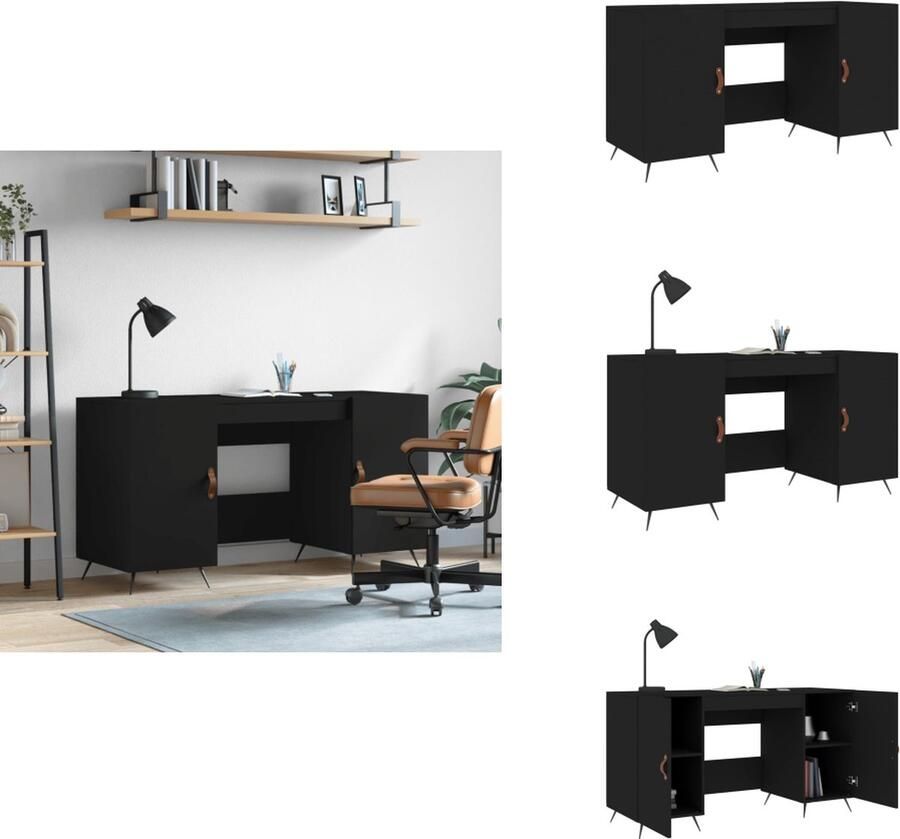 VidaXL Bureau Bureaus Laptoptafel Computertafel Bureau 140x50x75 cm bewerkt hout zwart