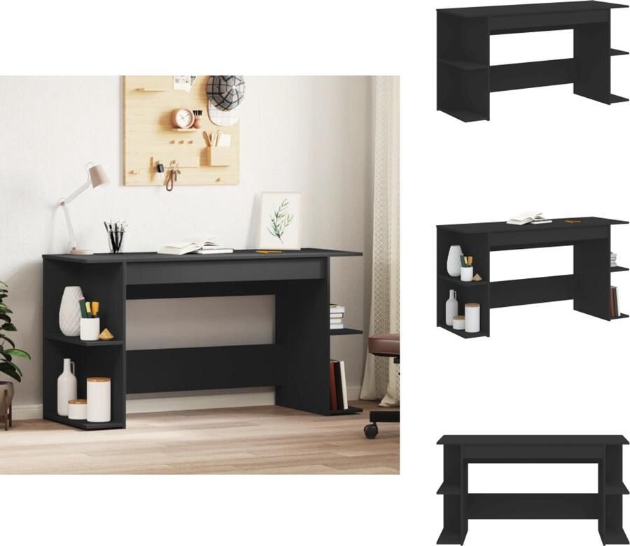 VidaXL Bureau Bureaus Laptoptafel Computertafel Bureau 140x50x75 cm bewerkt hout zwart