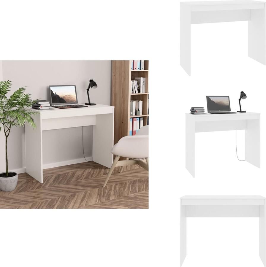 VidaXL Bureau Bureaus Laptoptafel Computertafel Bureau 90x40x72 cm bewerkt hout wit