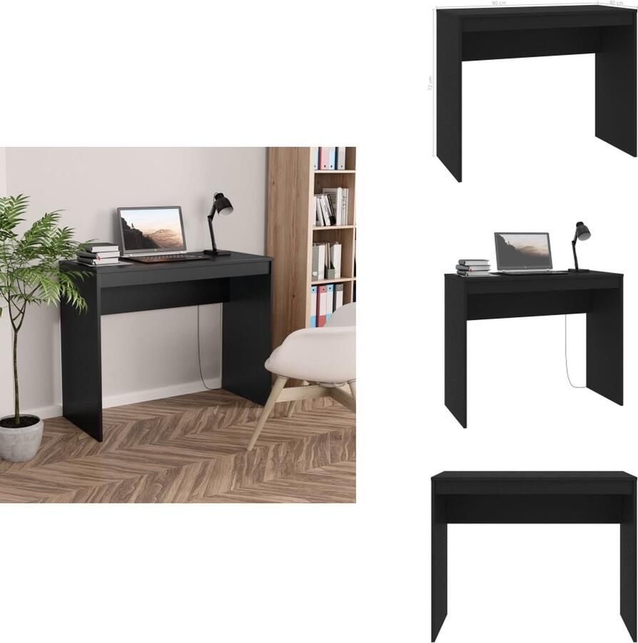 VidaXL Bureau Bureaus Laptoptafel Computertafel Bureau 90x40x72 cm bewerkt hout zwart