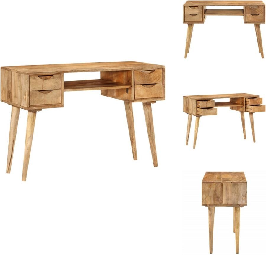 VidaXL Bureau Bureaus Laptoptafel Computertafel Bureau met lades 110x47x76 cm massief mangohout
