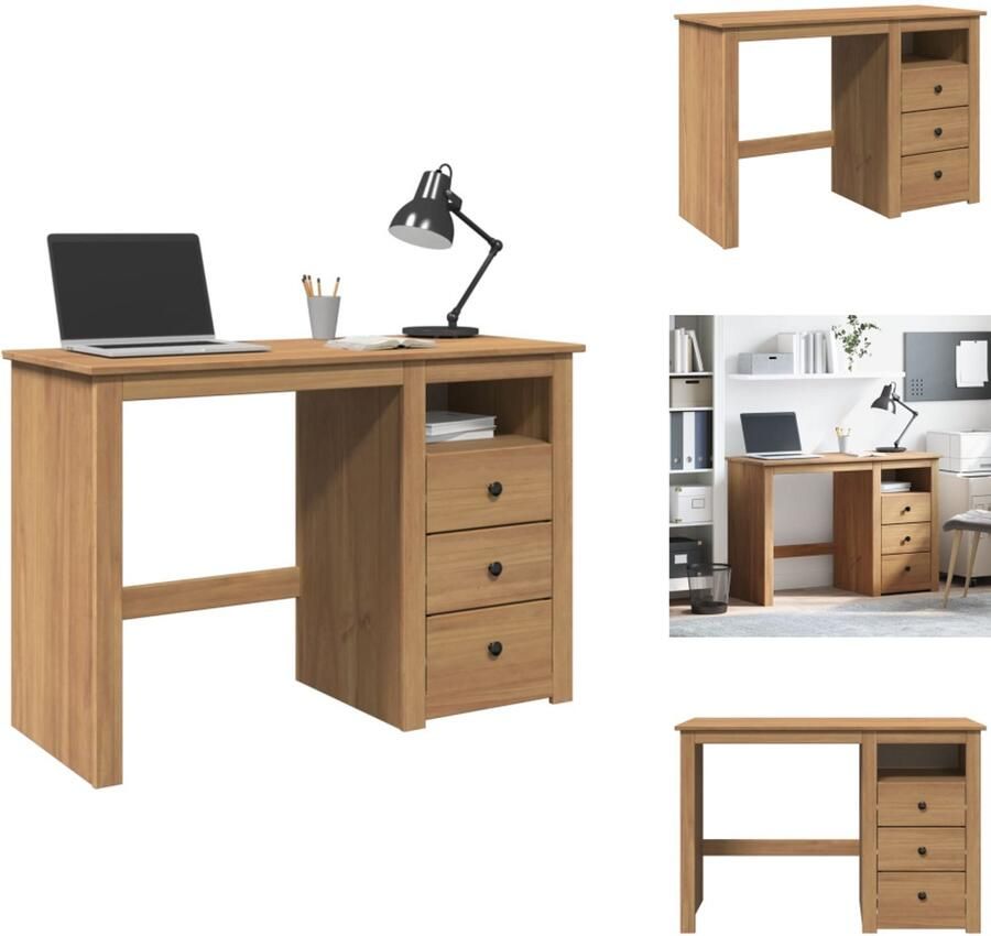 VidaXL Bureau Bureaus Laptoptafel Computertafel Bureau Panama 112x45x75 cm massief grenenhout