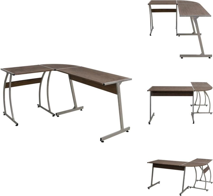 VidaXL Bureau Bureaus Laptoptafel Computertafel Hoekbureau bewerkt hout bruin