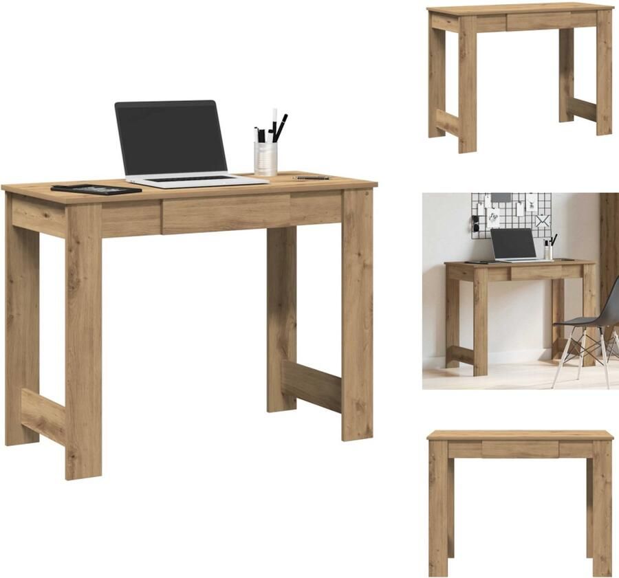 VidaXL Bureau Bureaus Schrijftafel Buro Bureau 100x45x75 cm bewerkt hout artisanaal eikenkleur