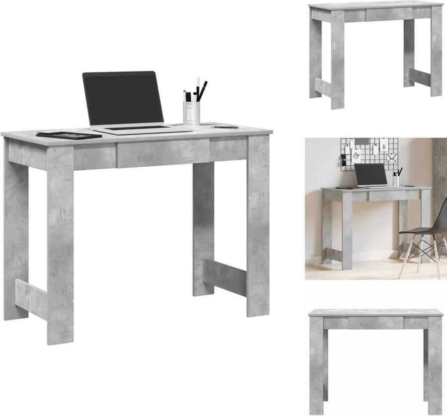 VidaXL Bureau Bureaus Schrijftafel Buro Bureau 100x45x75 cm bewerkt hout betongrijs