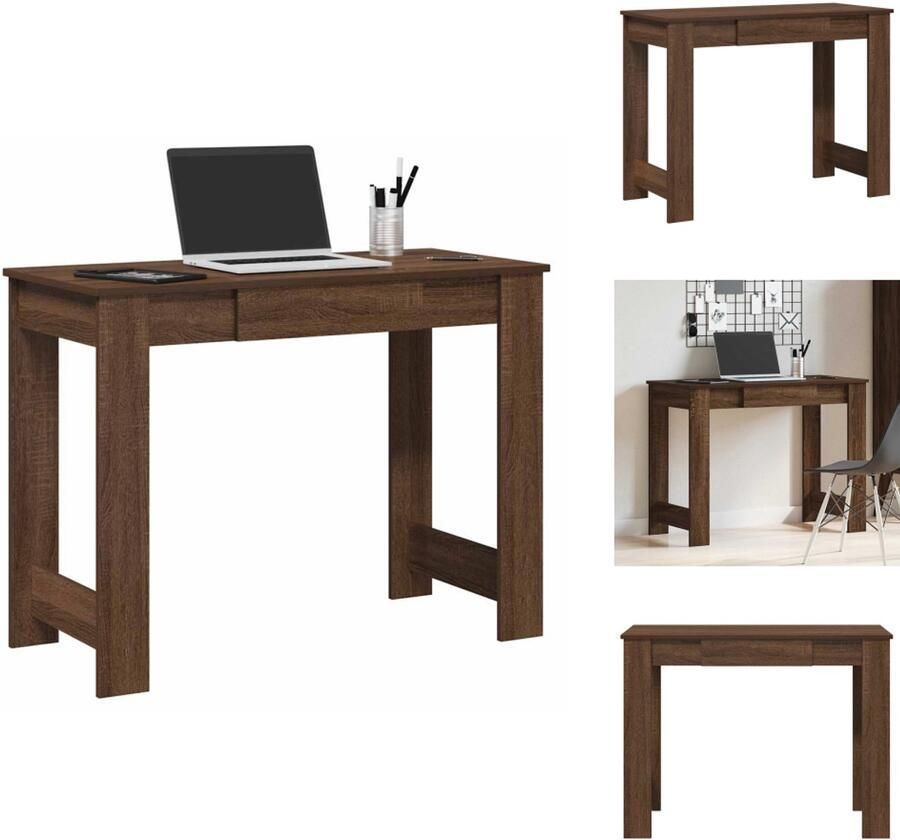 VidaXL Bureau Bureaus Schrijftafel Buro Bureau 100x45x75 cm bewerkt hout bruin eikenkleur