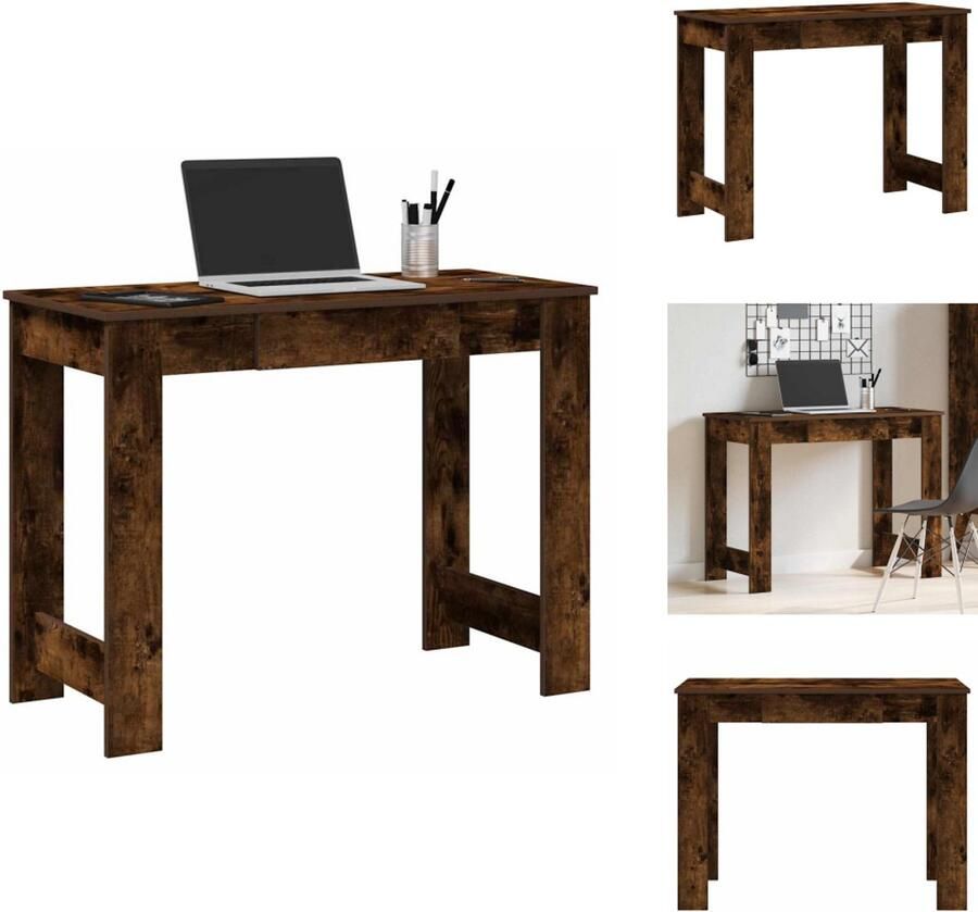 VidaXL Bureau Bureaus Schrijftafel Buro Bureau 100x45x75 cm bewerkt hout gerookt eikenkleurig