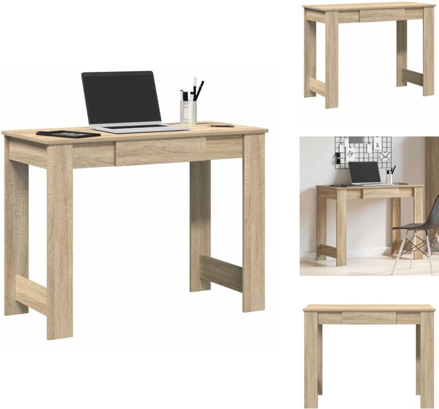 VidaXL Bureau Bureaus Schrijftafel Buro Bureau 100x45x75 cm bewerkt hout sonoma eikenkleurig