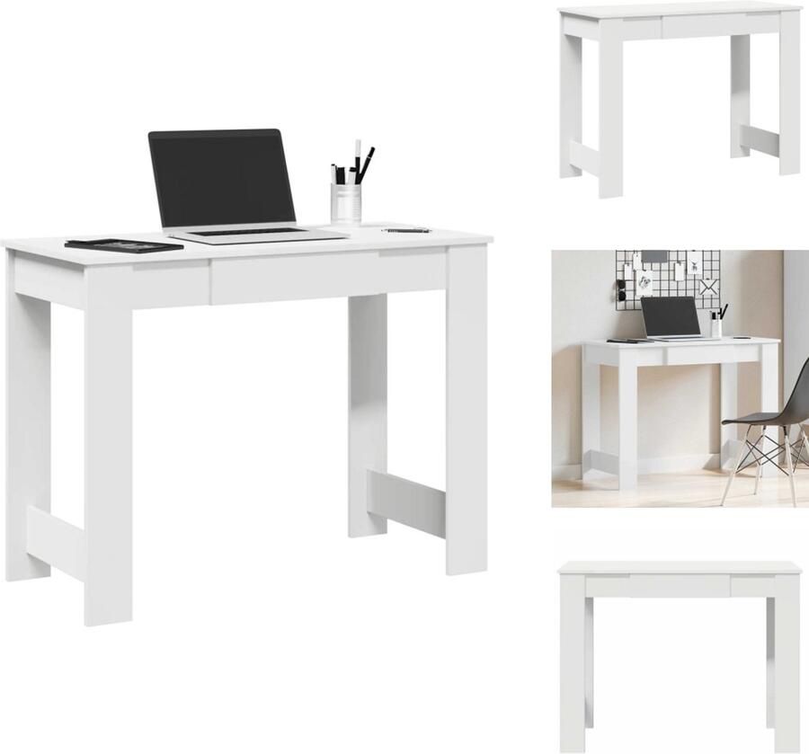 VidaXL Bureau Bureaus Schrijftafel Buro Bureau 100x45x75 cm bewerkt hout wit