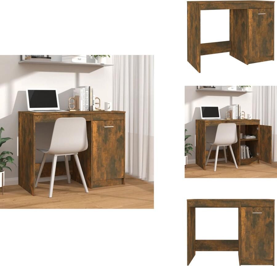 VidaXL Bureau Bureaus Schrijftafel Buro Bureau 100x50x76 cm bewerkt hout gerookt eikenkleurig