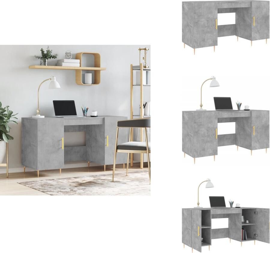 VidaXL Bureau Bureaus Schrijftafel Buro Bureau 140x50x75 cm bewerkt hout betongrijs - Foto 2