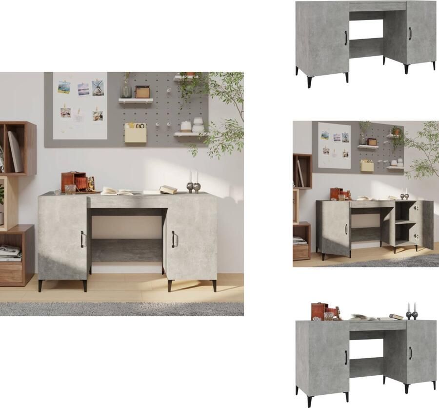 VidaXL Bureau Bureaus Schrijftafel Buro Bureau 140x50x75 cm bewerkt hout betongrijs