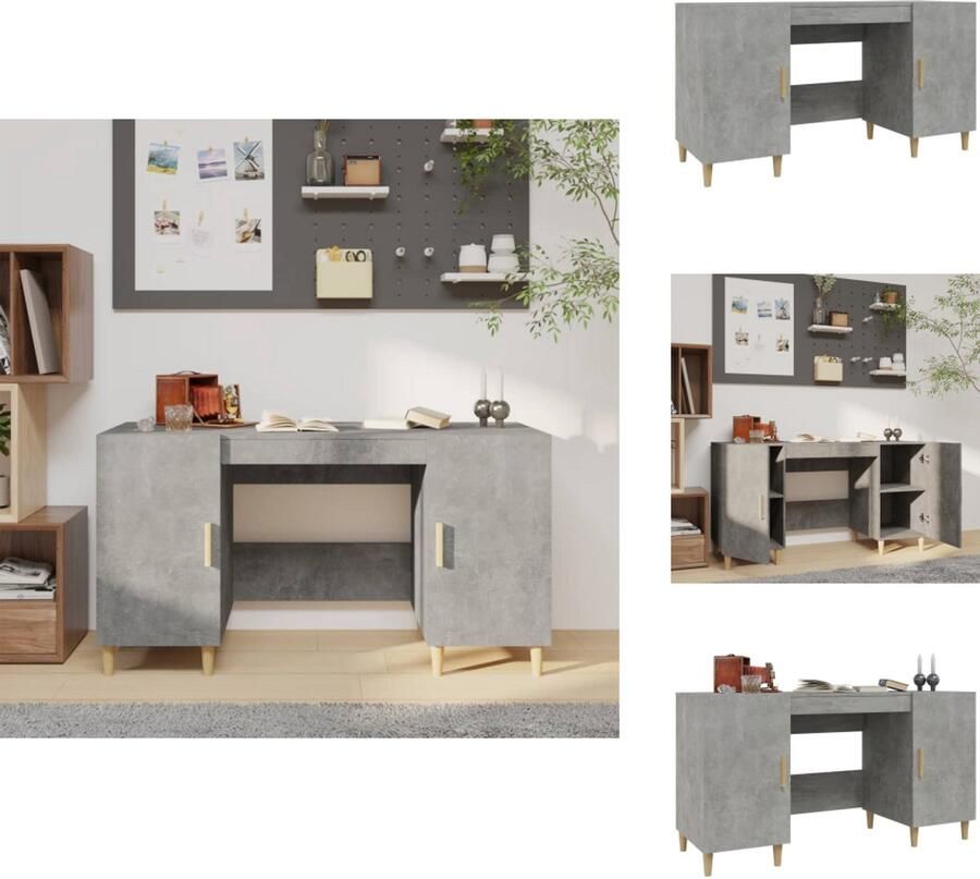 VidaXL Bureau Bureaus Schrijftafel Buro Bureau 140x50x75 cm bewerkt hout betongrijs