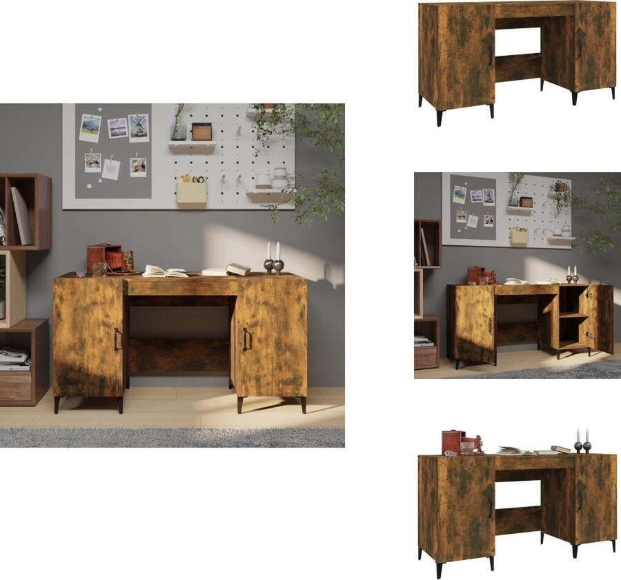 VidaXL Bureau Bureaus Schrijftafel Buro Bureau 140x50x75 cm bewerkt hout gerookt eikenkleurig
