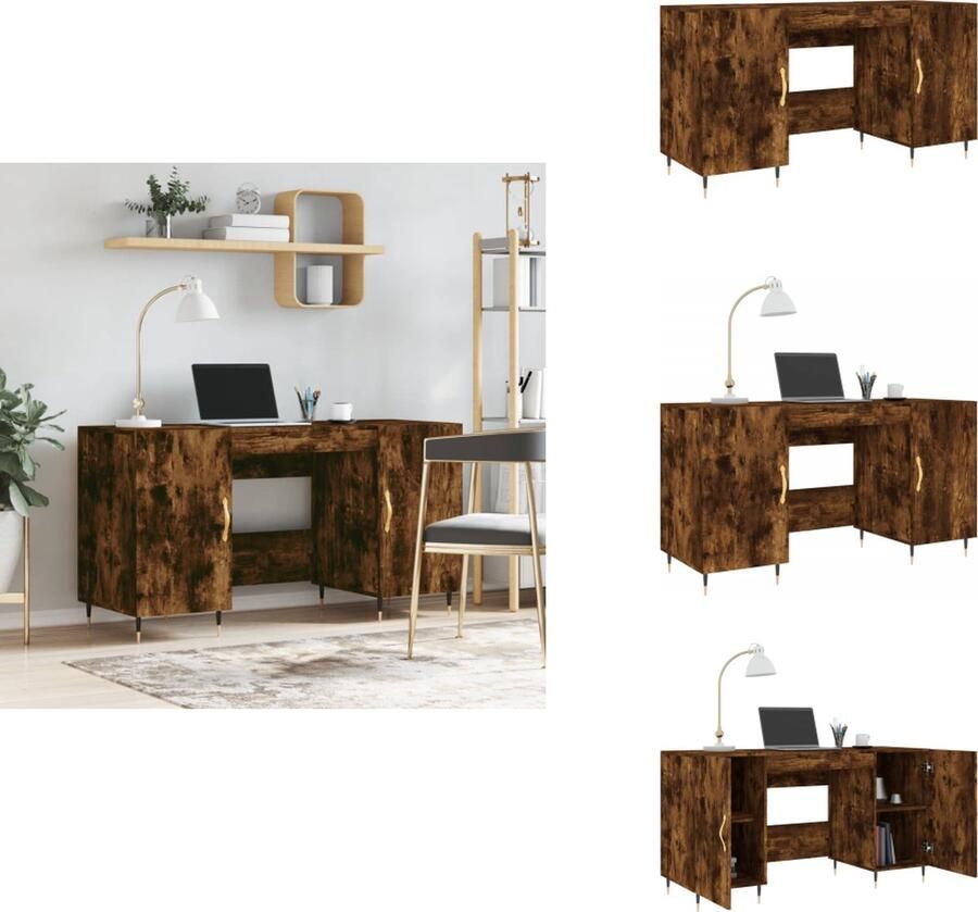 VidaXL Bureau Bureaus Schrijftafel Buro Bureau 140x50x75 cm bewerkt hout gerookt eikenkleurig - Foto 2