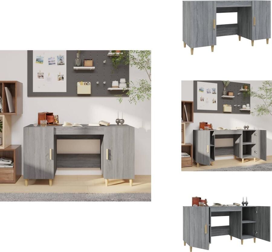 VidaXL Bureau Bureaus Schrijftafel Buro Bureau 140x50x75 cm bewerkt hout grijs sonoma eikenkleurig