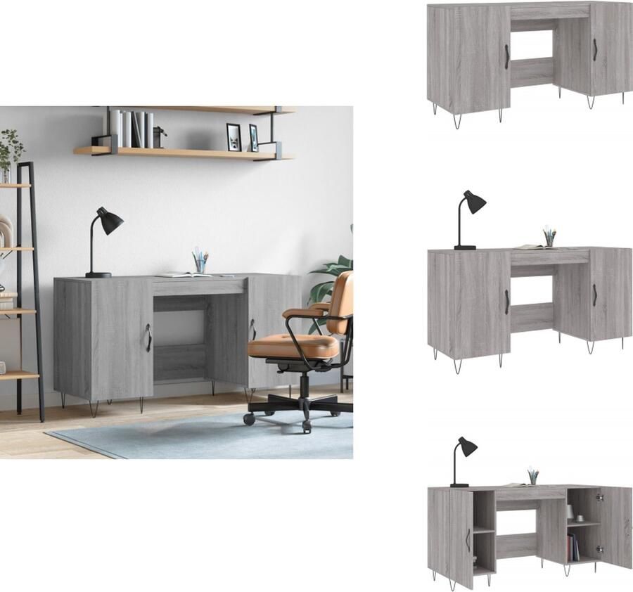 VidaXL Bureau Bureaus Schrijftafel Buro Bureau 140x50x75 cm bewerkt hout grijs sonoma eikenkleurig - Foto 2