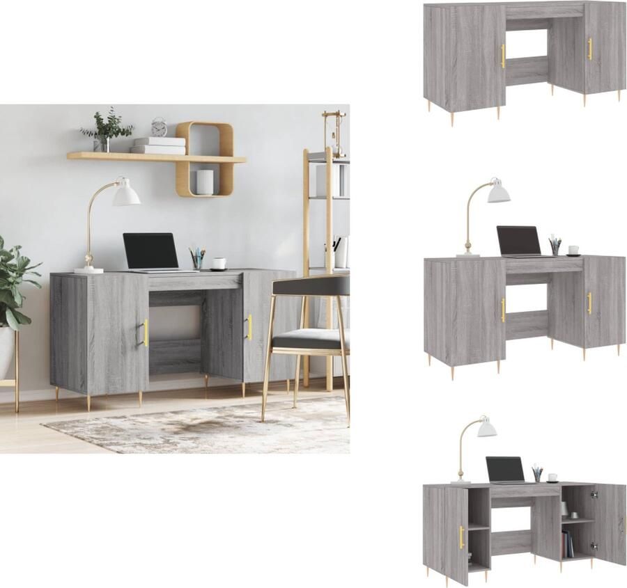VidaXL Bureau Bureaus Schrijftafel Buro Bureau 140x50x75 cm bewerkt hout grijs sonoma eikenkleurig