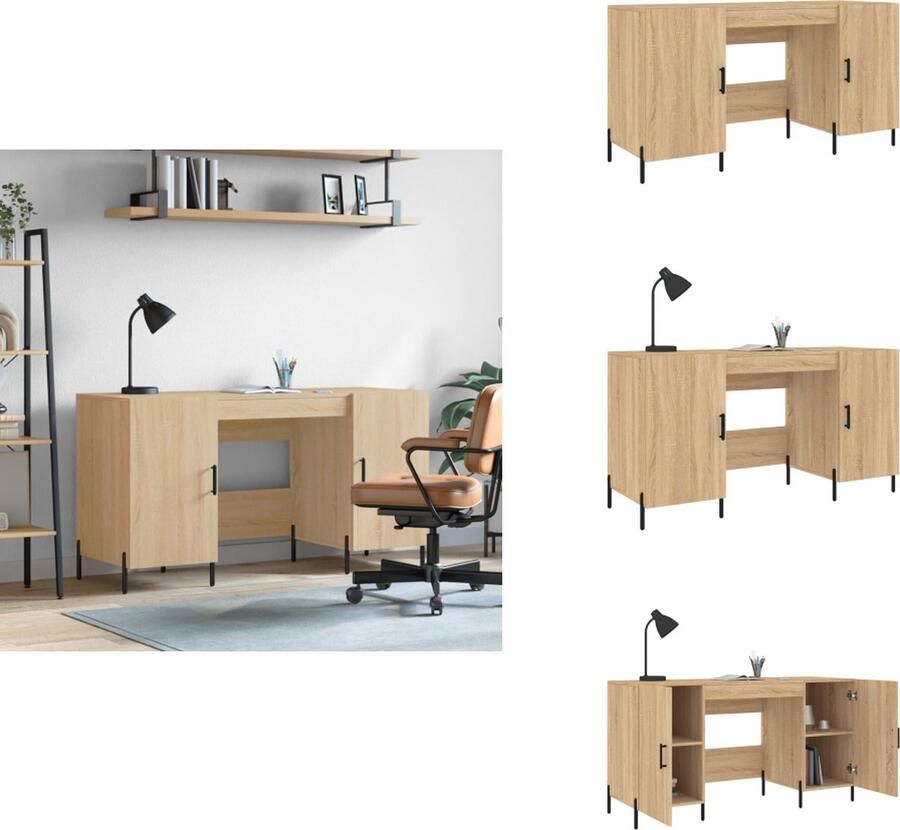 VidaXL Bureau Bureaus Schrijftafel Buro Bureau 140x50x75 cm bewerkt hout sonoma eikenkleurig