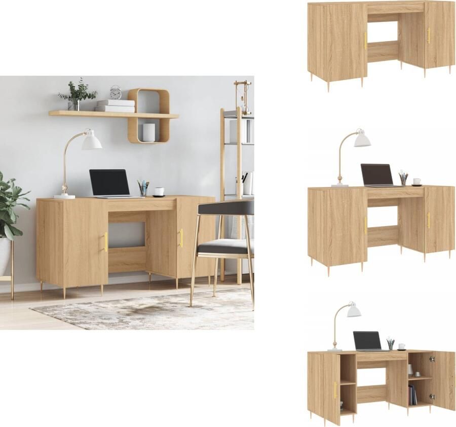 VidaXL Bureau Bureaus Schrijftafel Buro Bureau 140x50x75 cm bewerkt hout sonoma eikenkleurig