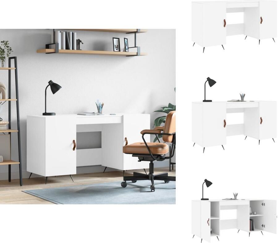VidaXL Bureau Bureaus Schrijftafel Buro Bureau 140x50x75 cm bewerkt hout wit