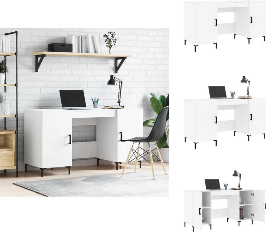 VidaXL Bureau Bureaus Schrijftafel Buro Bureau 140x50x75 cm bewerkt hout wit