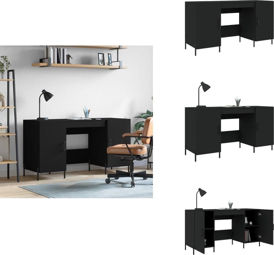 VidaXL Bureau Bureaus Schrijftafel Buro Bureau 140x50x75 cm bewerkt hout zwart