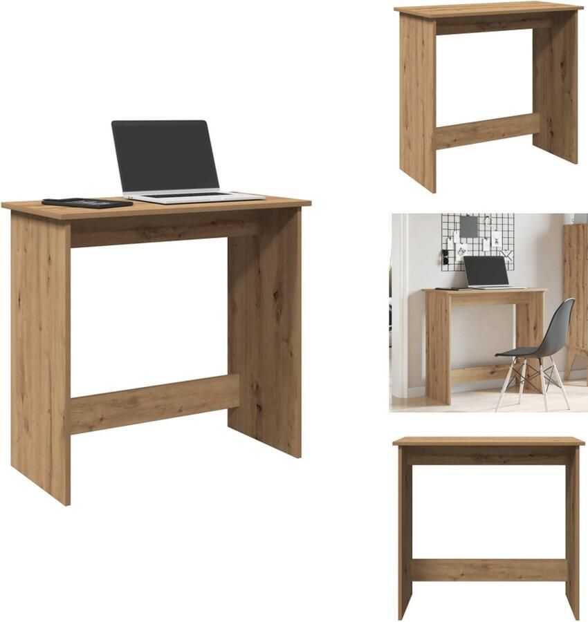 VidaXL Bureau Bureaus Schrijftafel Buro Bureau 80x40x75 cm bewerkt hout artisanaal eikenkleurig