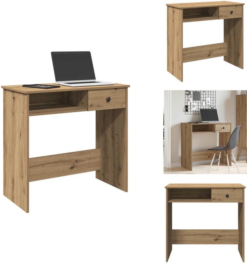 VidaXL Bureau Bureaus Schrijftafel Buro Bureau 80x40x75 cm bewerkt hout artisanaal eikenkleurig