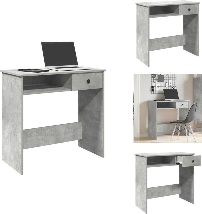 VidaXL Bureau Bureaus Schrijftafel Buro Bureau 80x40x75 cm bewerkt hout betongrijs
