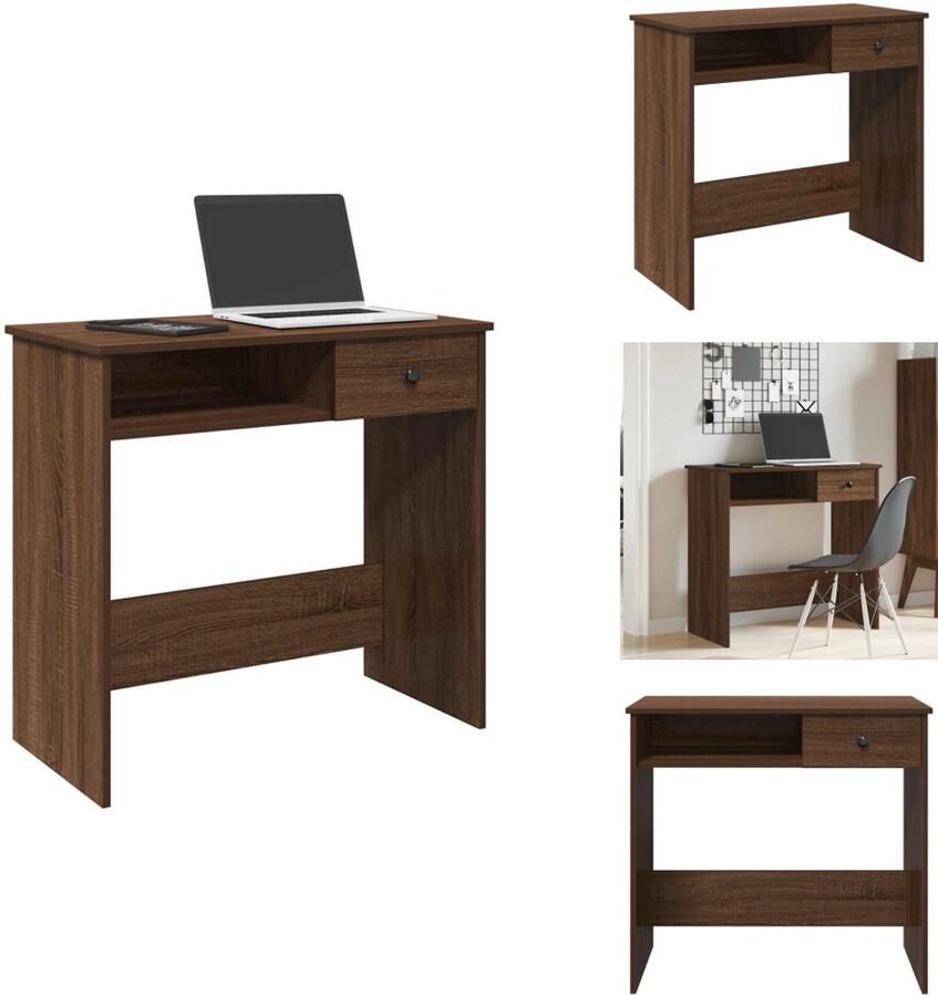 VidaXL Bureau Bureaus Schrijftafel Buro Bureau 80x40x75 cm bewerkt hout bruin eikenkleur