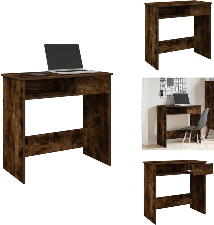 VidaXL Bureau Bureaus Schrijftafel Buro Bureau 80x40x75 cm bewerkt hout gerookt eikenkleurig
